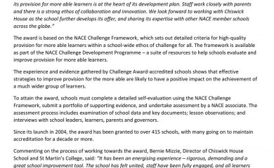 CHS Challenge Award press release